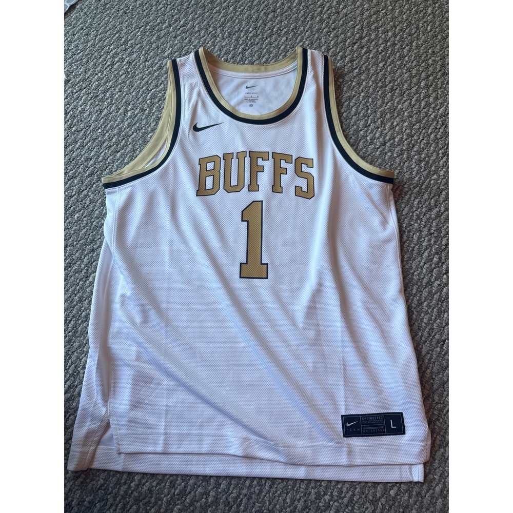 Nike Colorado Buffaloes BUFFS #1 Basketball Jersey Mens Large White Gold Dri-FIT